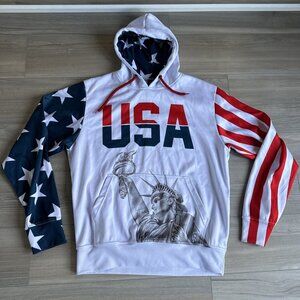 Greater Half American Flag 4th Of July Hoodie Large Men’s‎ Stars And Stripes
